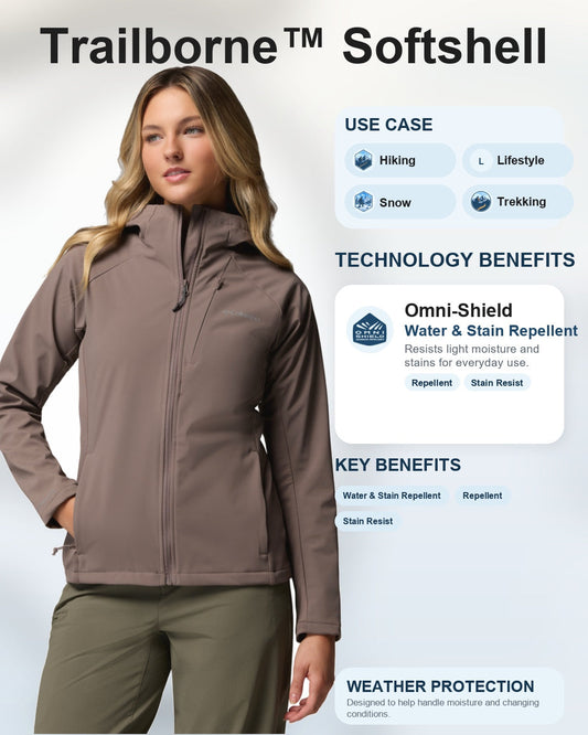 women brown omni shield trailborne soft shell jacket