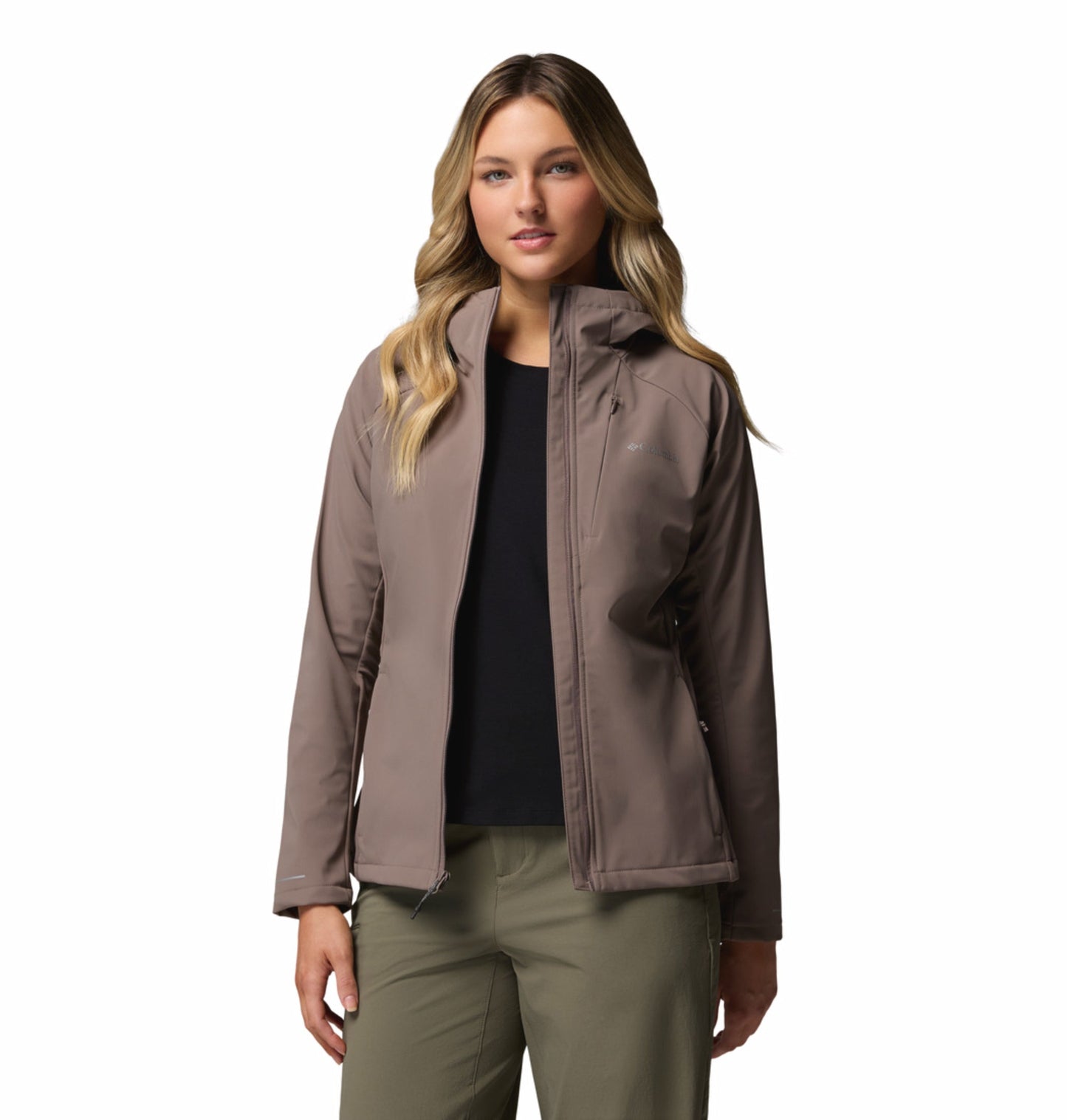 women brown omni shield trailborne soft shell jacket