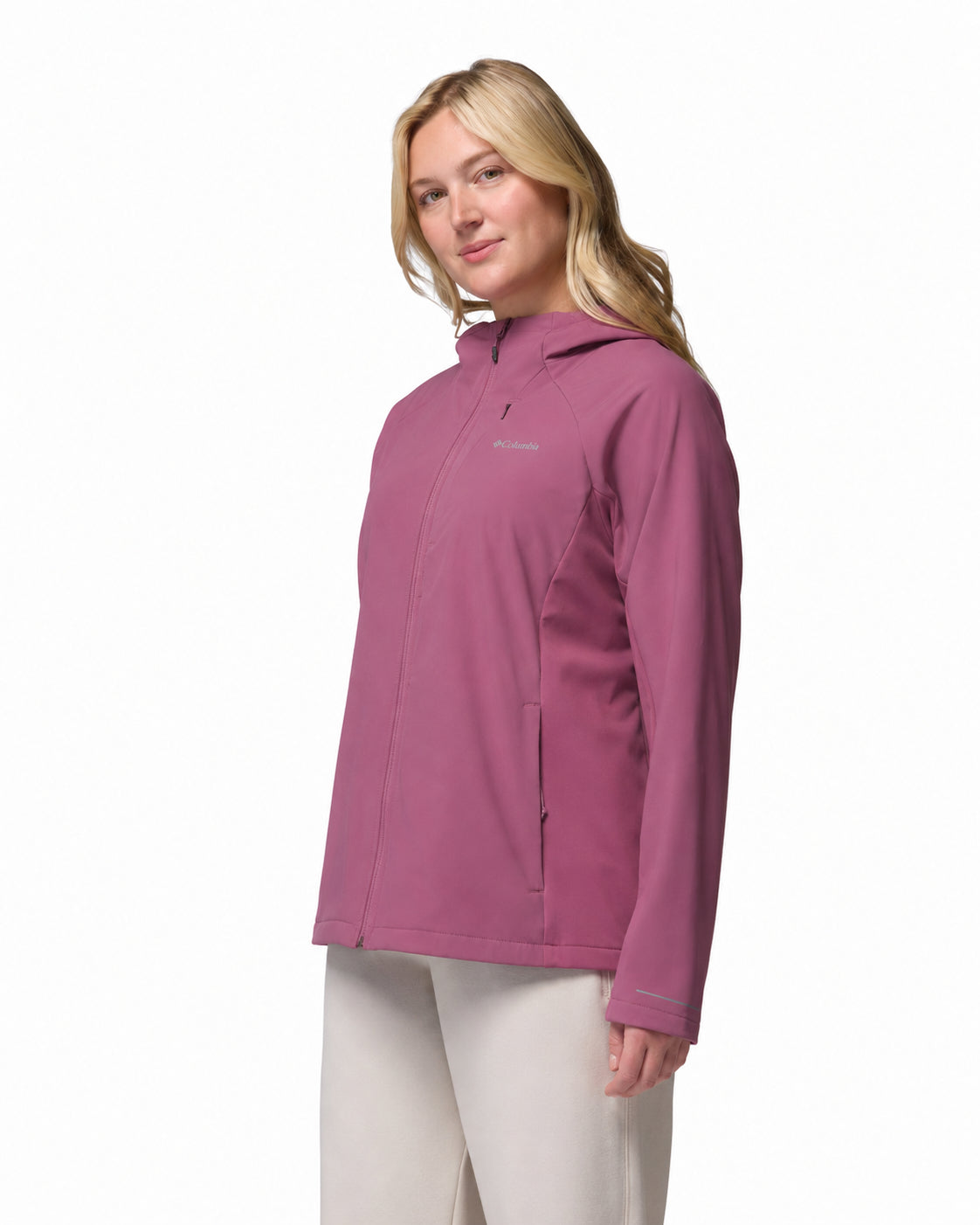 women purple omni shield trailborne soft shell jacket