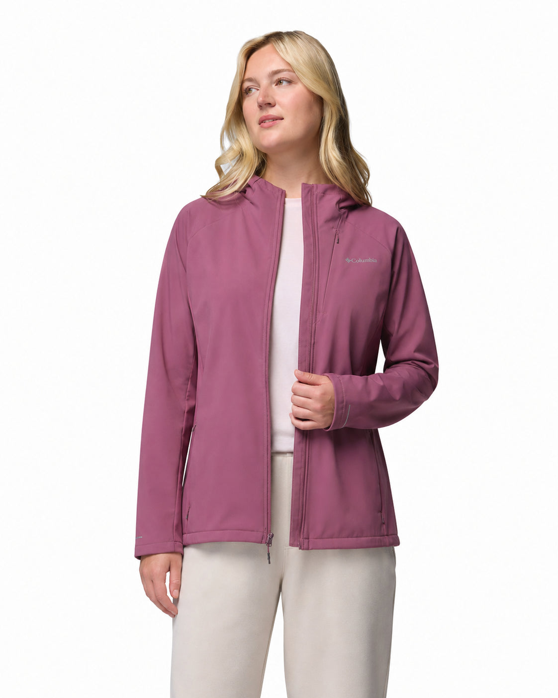 women purple omni shield trailborne soft shell jacket