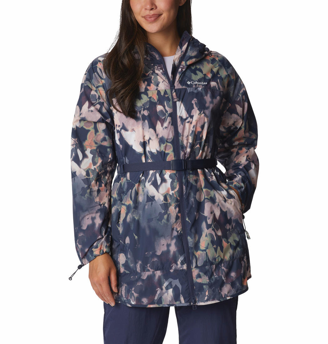 Columbia Women Navy Blue Parkette Long Wind Jacket (Sun Protection)