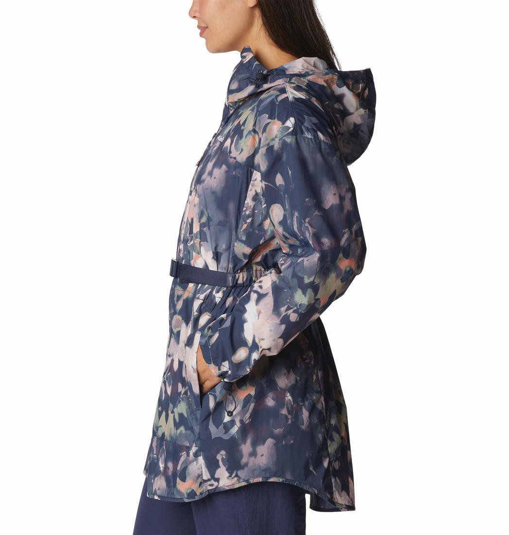Columbia Women Navy Blue Parkette Long Wind Jacket (Sun Protection)