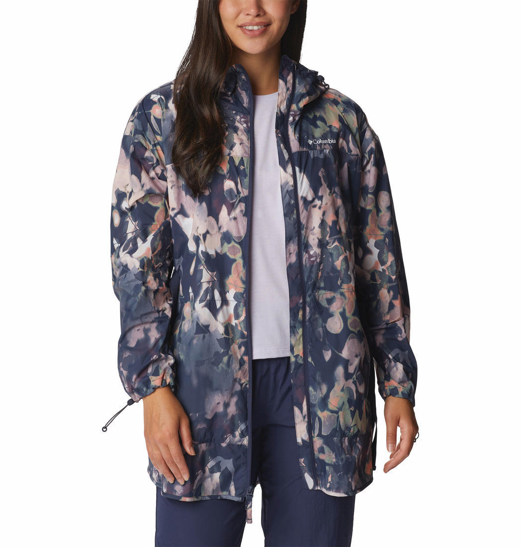Columbia Women Navy Blue Parkette Long Wind Jacket (Sun Protection)