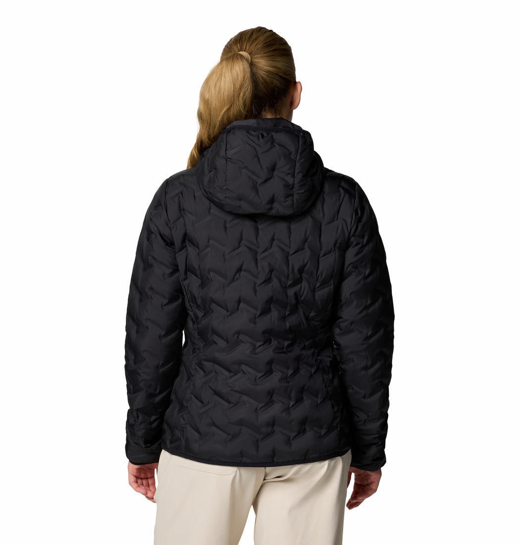 A Women Wearing Columbia Women Black Delta Ridge II Down Hooded Jacket