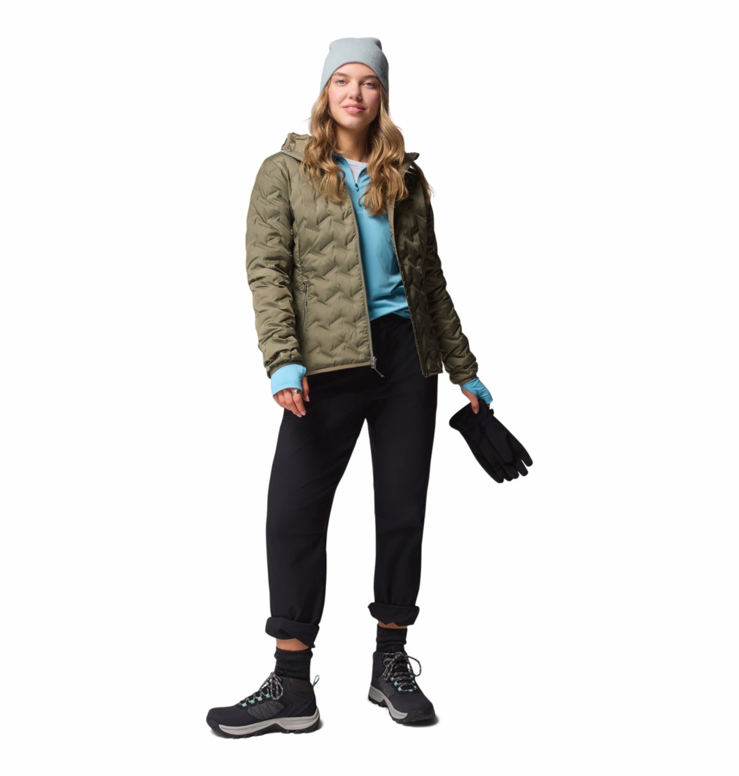 Columbia Women Green Omni-Heat Reflective Delta Ridge II Hooded Down Jacket