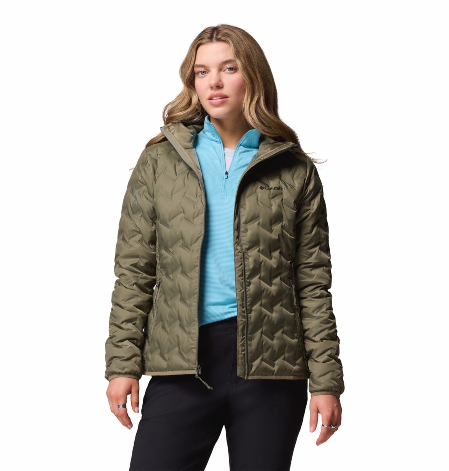 Columbia Women Green Omni-Heat Reflective Delta Ridge II Hooded Down Jacket