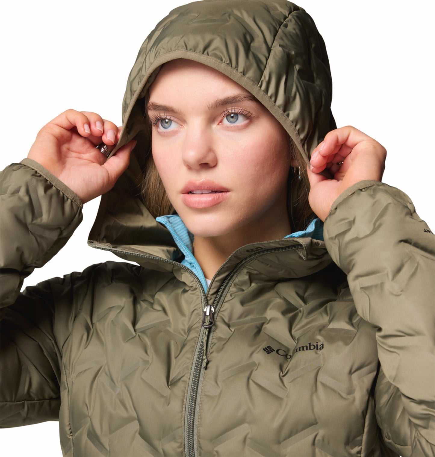 Columbia Women Green Omni-Heat Reflective Delta Ridge II Hooded Down Jacket