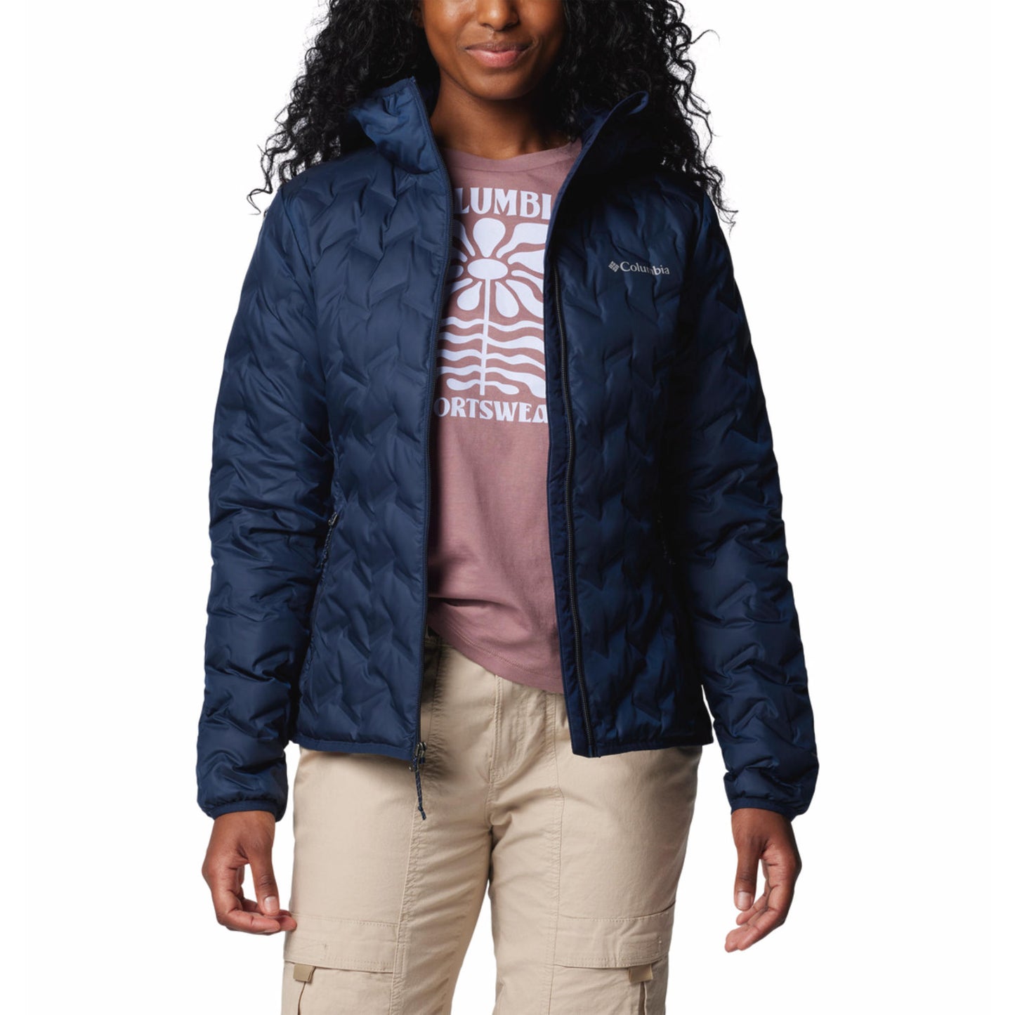Columbia Women Blue Omni-Heat Reflective Delta Ridge II Hooded Down Jacket