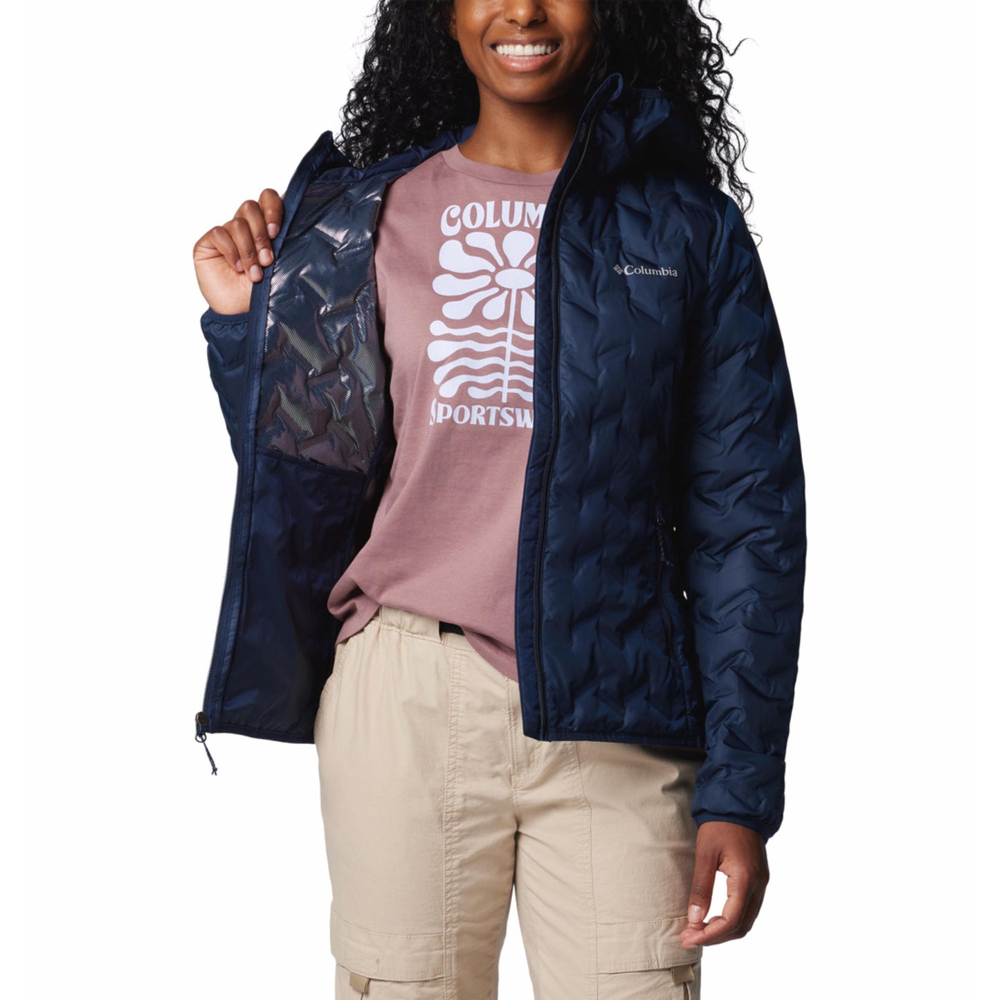 Columbia Women Blue Omni-Heat Reflective Delta Ridge II Hooded Down Jacket