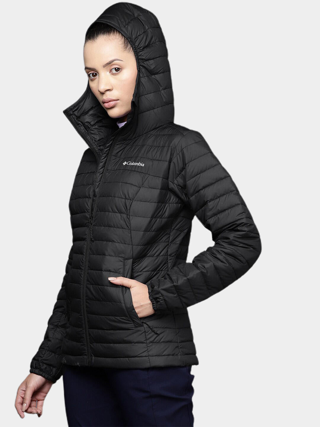 Columbia Women Black Silver Falls Hooded Jacket