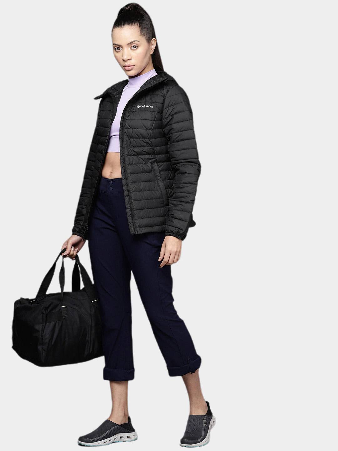 Columbia Women Black Silver Falls Hooded Jacket
