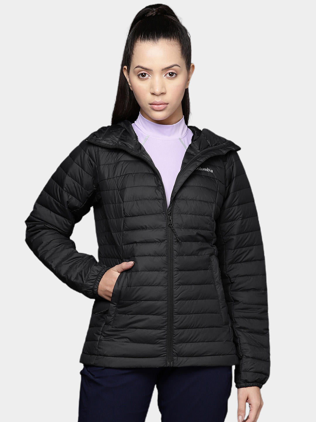 Columbia Women Black Silver Falls Hooded Jacket