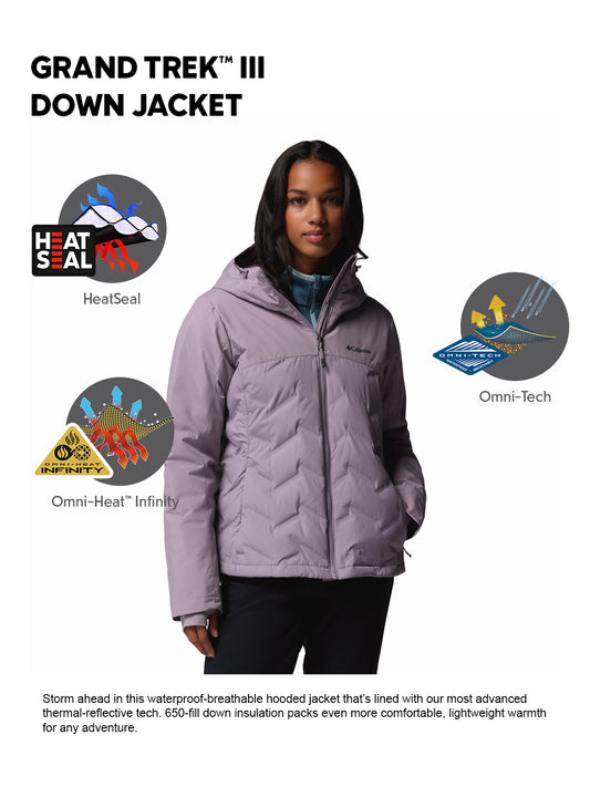 Columbia Women Purple Omni-Heat Inifnity Grand Trek III Hooded Down Jacket