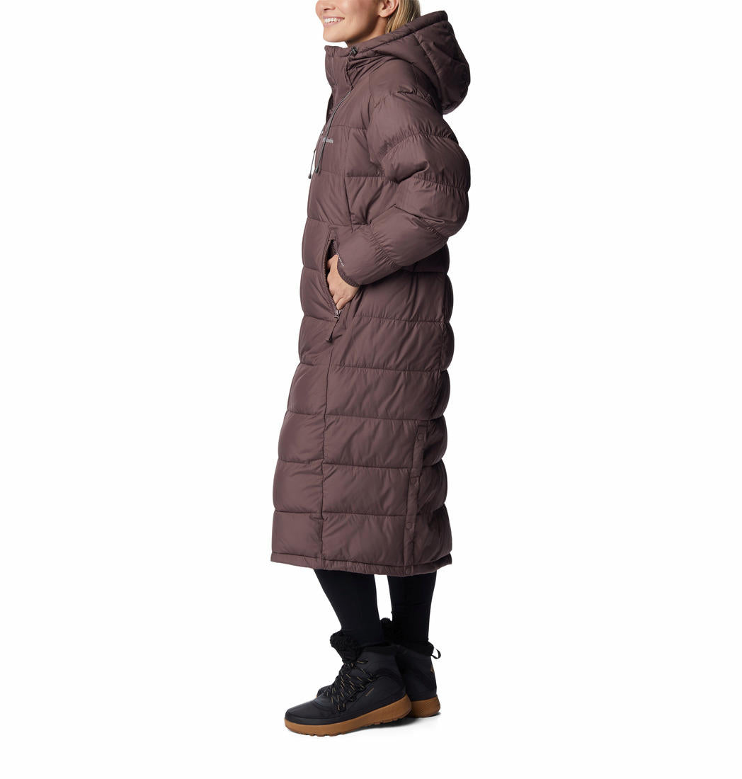 A Women Wearing Columbia Women Brown Pike Lake II Long Jacket
