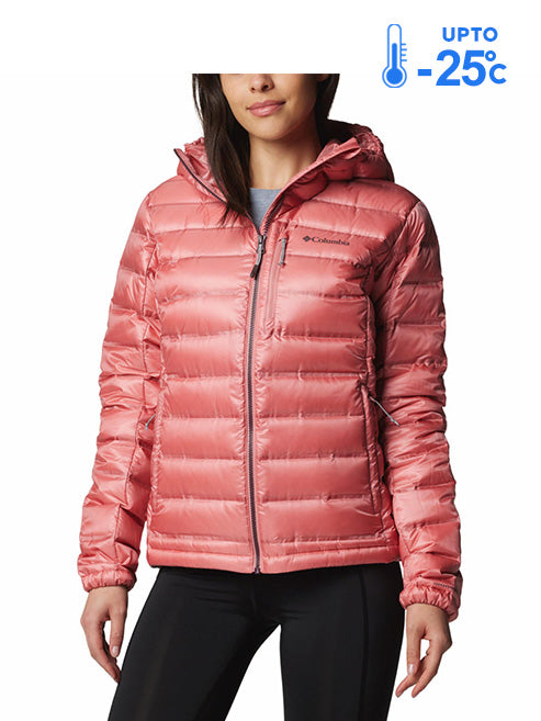 Columbia Women Pink Omni-Heat Inifnity Pebble Peak II Hooded Down Jacket