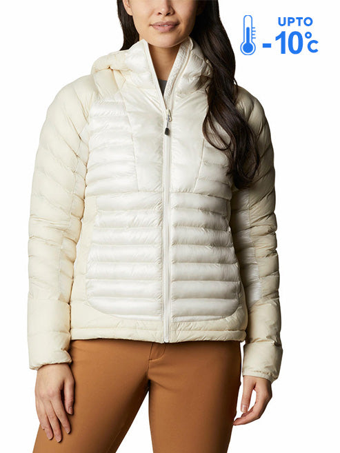 Columbia Women White Omni-Heat Inifnity Labyrinth Loop Hooded Down Jacket