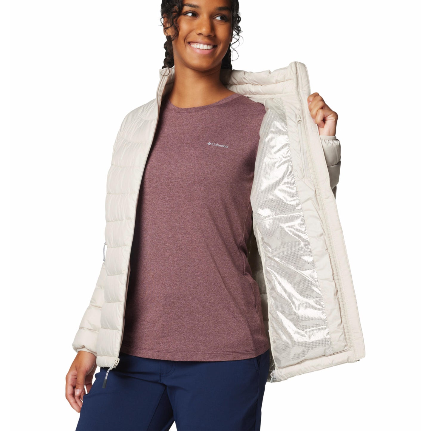 Columbia Women Brown Omni-Heat Reflective Powder Lite II Jacket