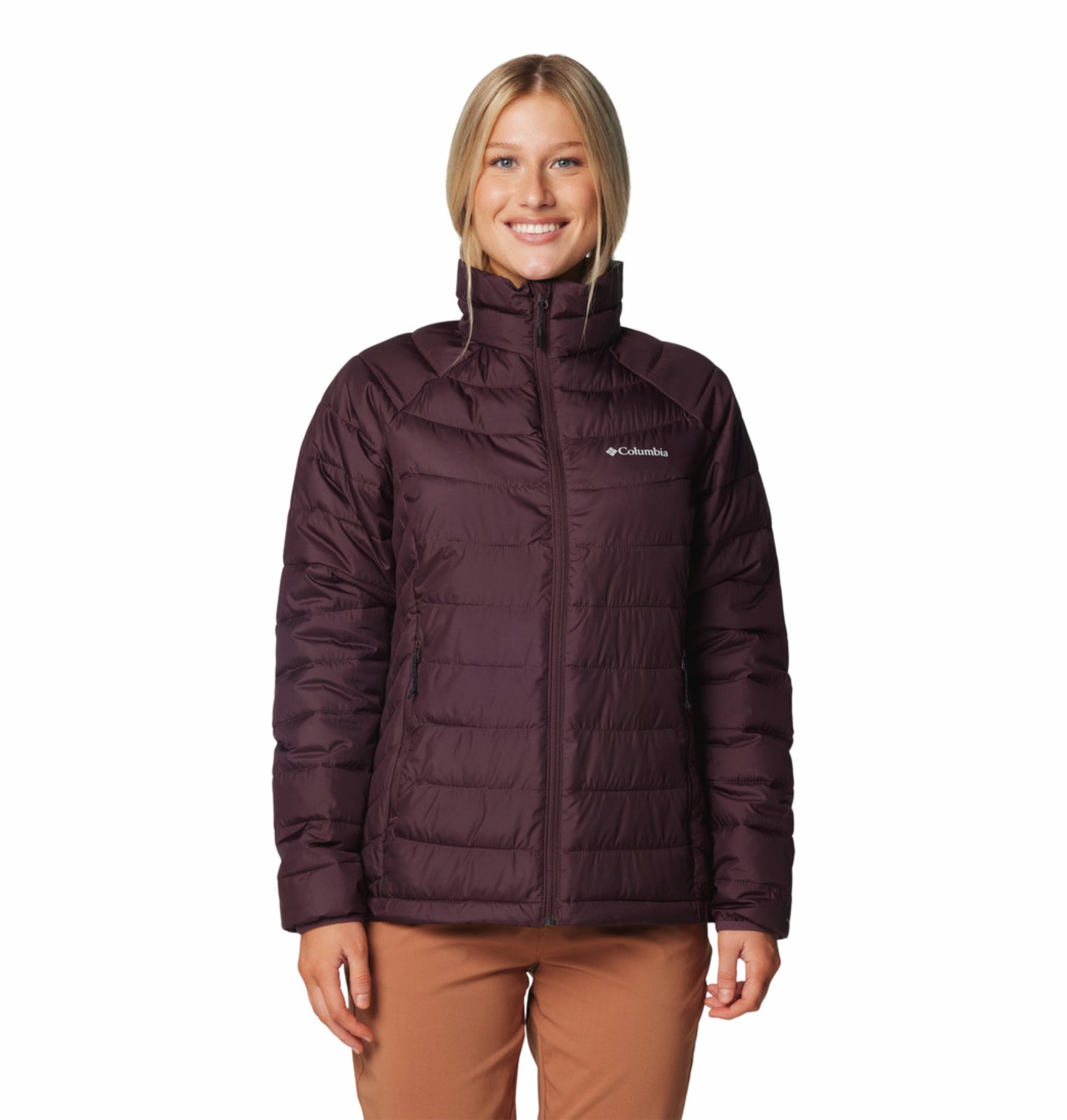 Columbia Women Maroon OmniHeat Reflective Powder Lite II Down Jacket