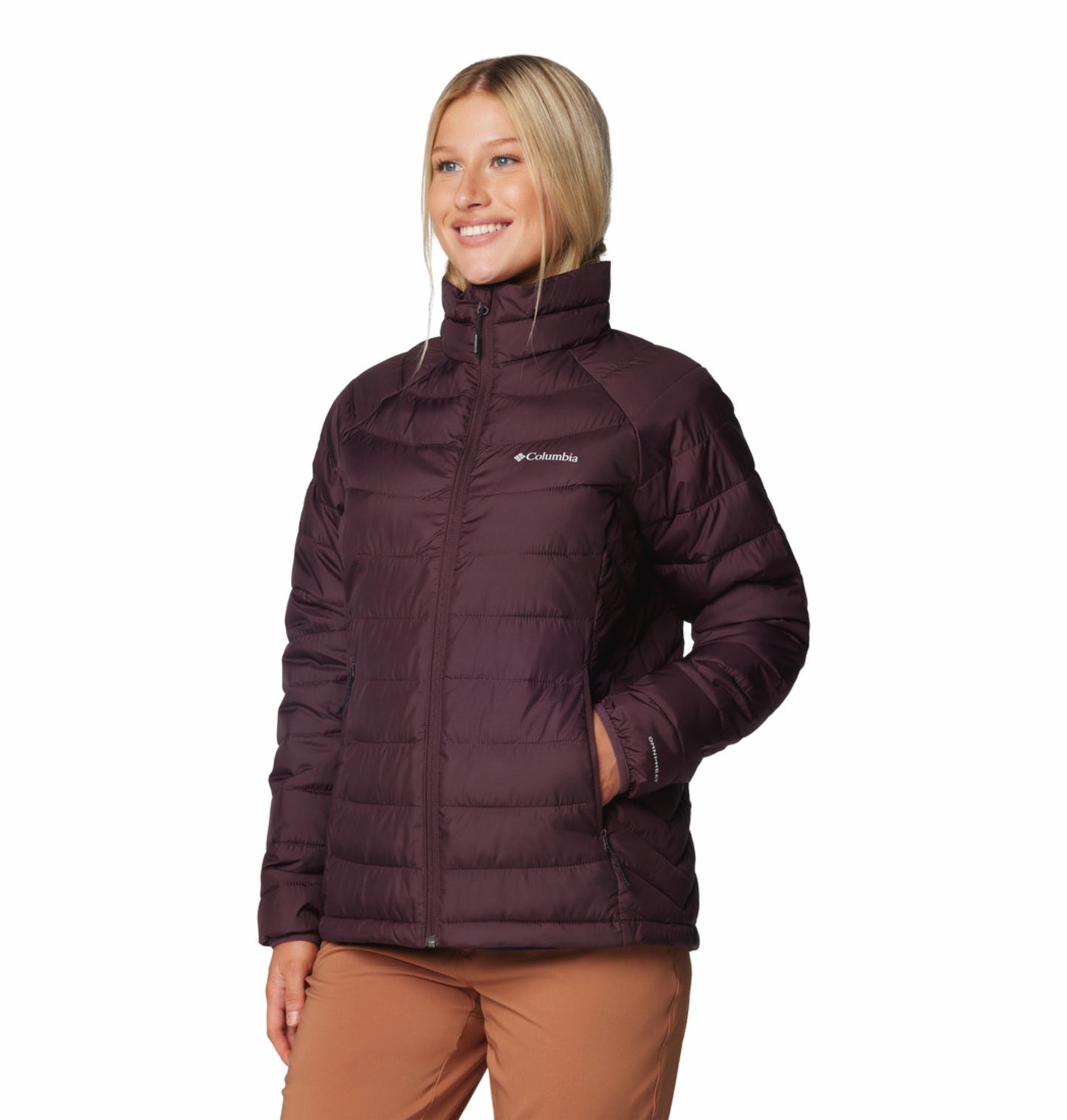 Columbia Women Maroon OmniHeat Reflective Powder Lite II Down Jacket