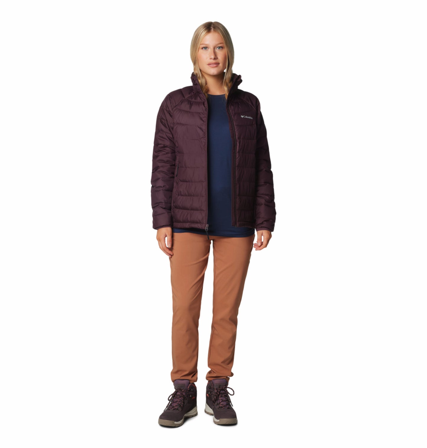 Columbia Women Maroon OmniHeat Reflective Powder Lite II Down Jacket