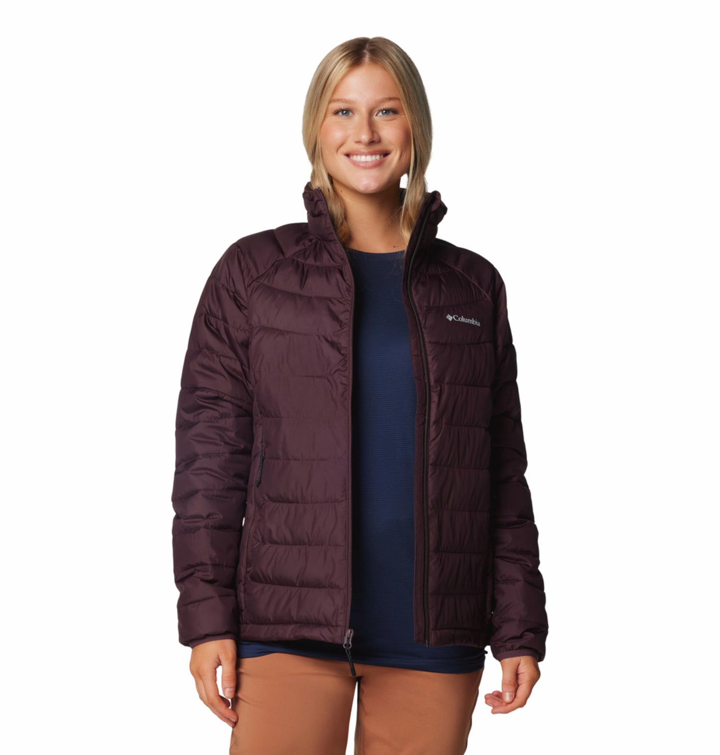 Columbia Women Maroon OmniHeat Reflective Powder Lite II Down Jacket