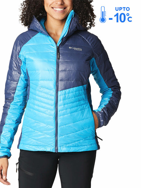 Columbia Women Blue Omni-Heat Inifnity Platinum Peak Hooded Down Jacket