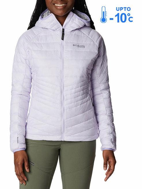 Columbia Women Purple Omni-Heat Inifnity Platinum Peak Hooded Down Jacket