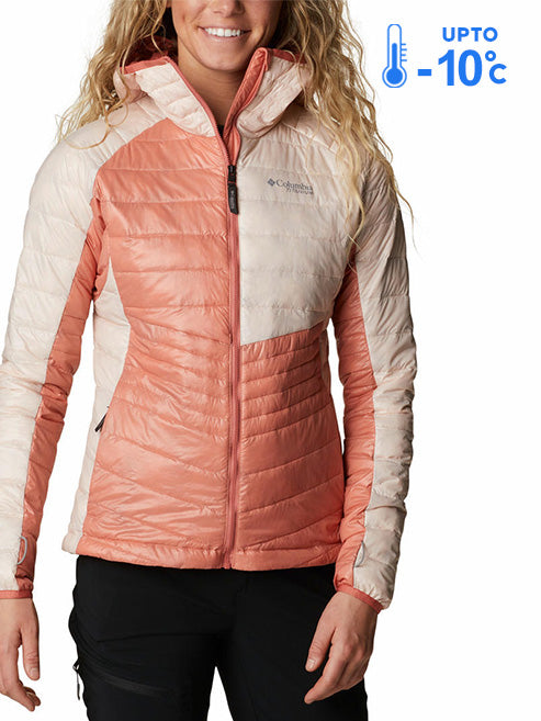 Columbia Women Red Omni-Heat Inifnity Platinum Peak Hooded Down Jacket