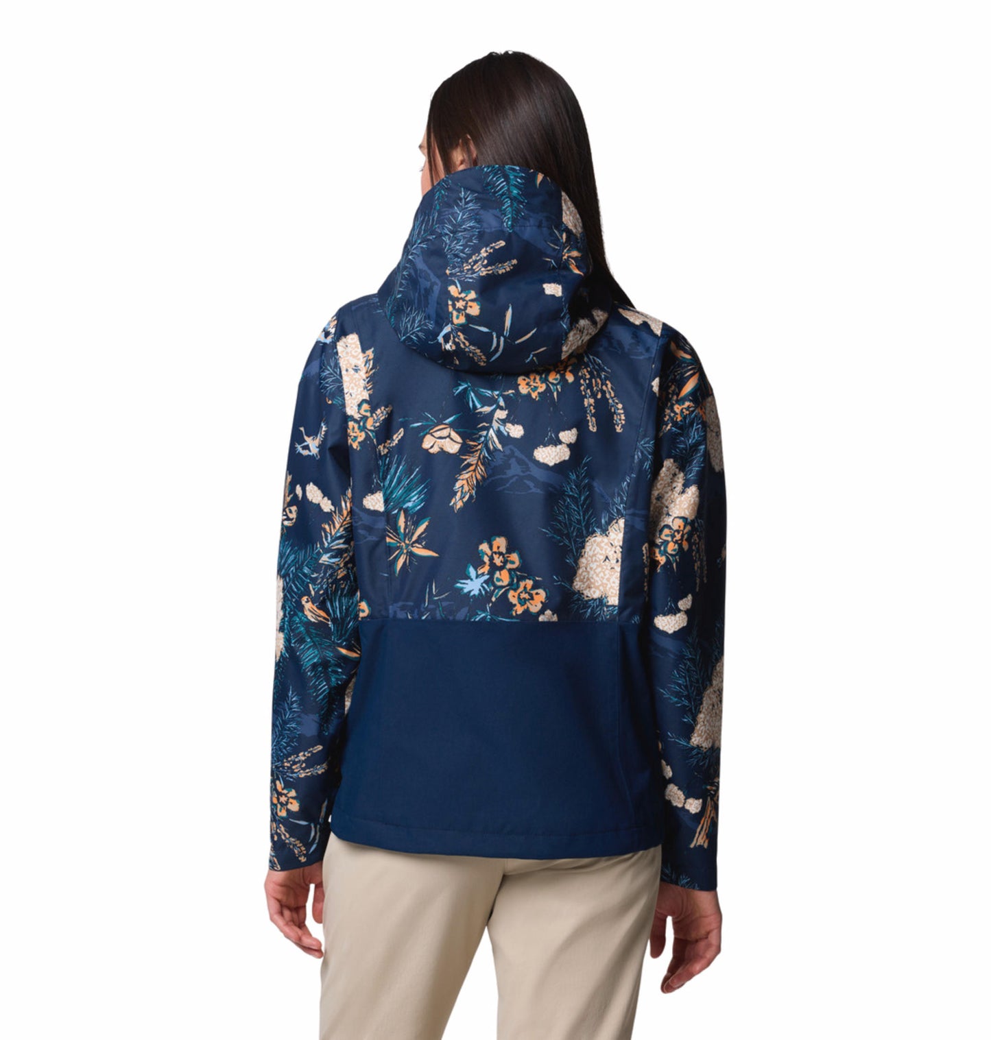 Columbia Womens Navy Blue Omni-Tech Hikebound Printed Rain Jacket