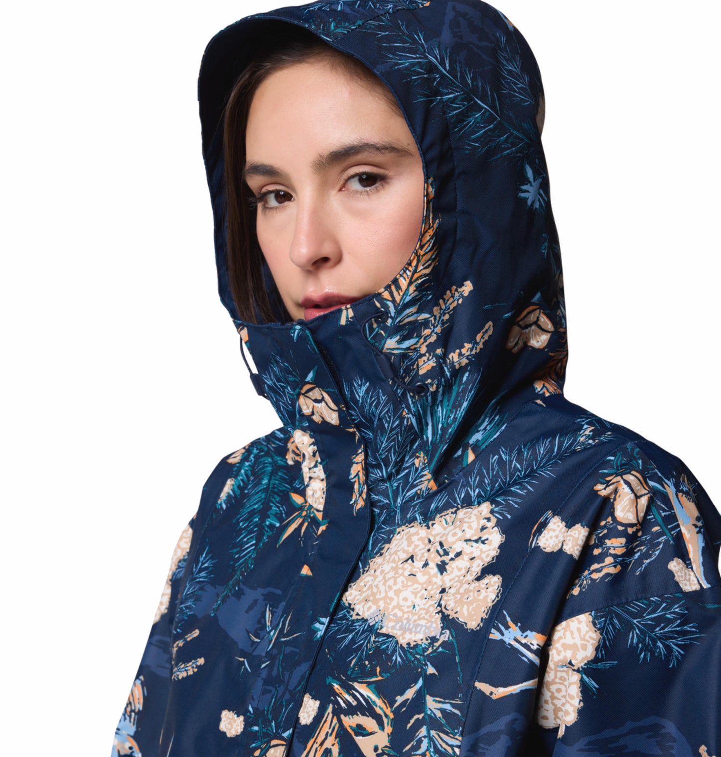 Columbia Womens Navy Blue Omni-Tech Hikebound Printed Rain Jacket