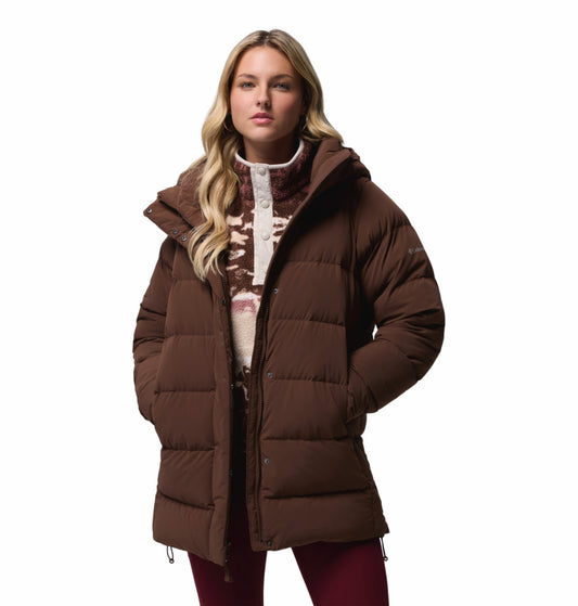 Columbia Women Brown Omni-Shield Amaze Puff Mid Hooded Down Jacket