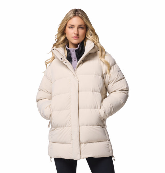 Columbia Women Beige Omni-Shield Amaze Puff Mid Hooded Down Jacket