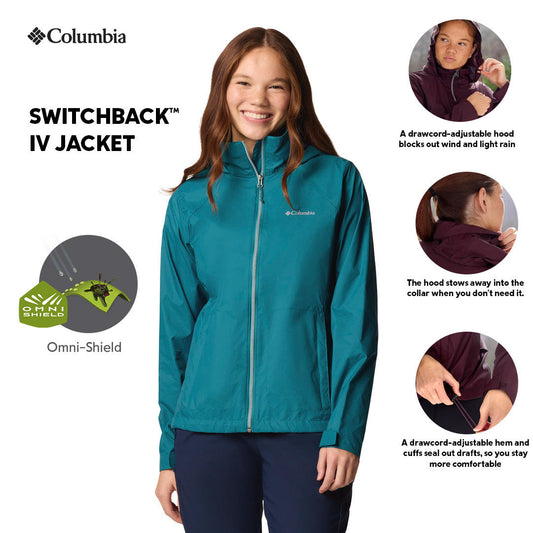 Columbia Womens Teal Omni-Shield Switchback IV Rain Jacket