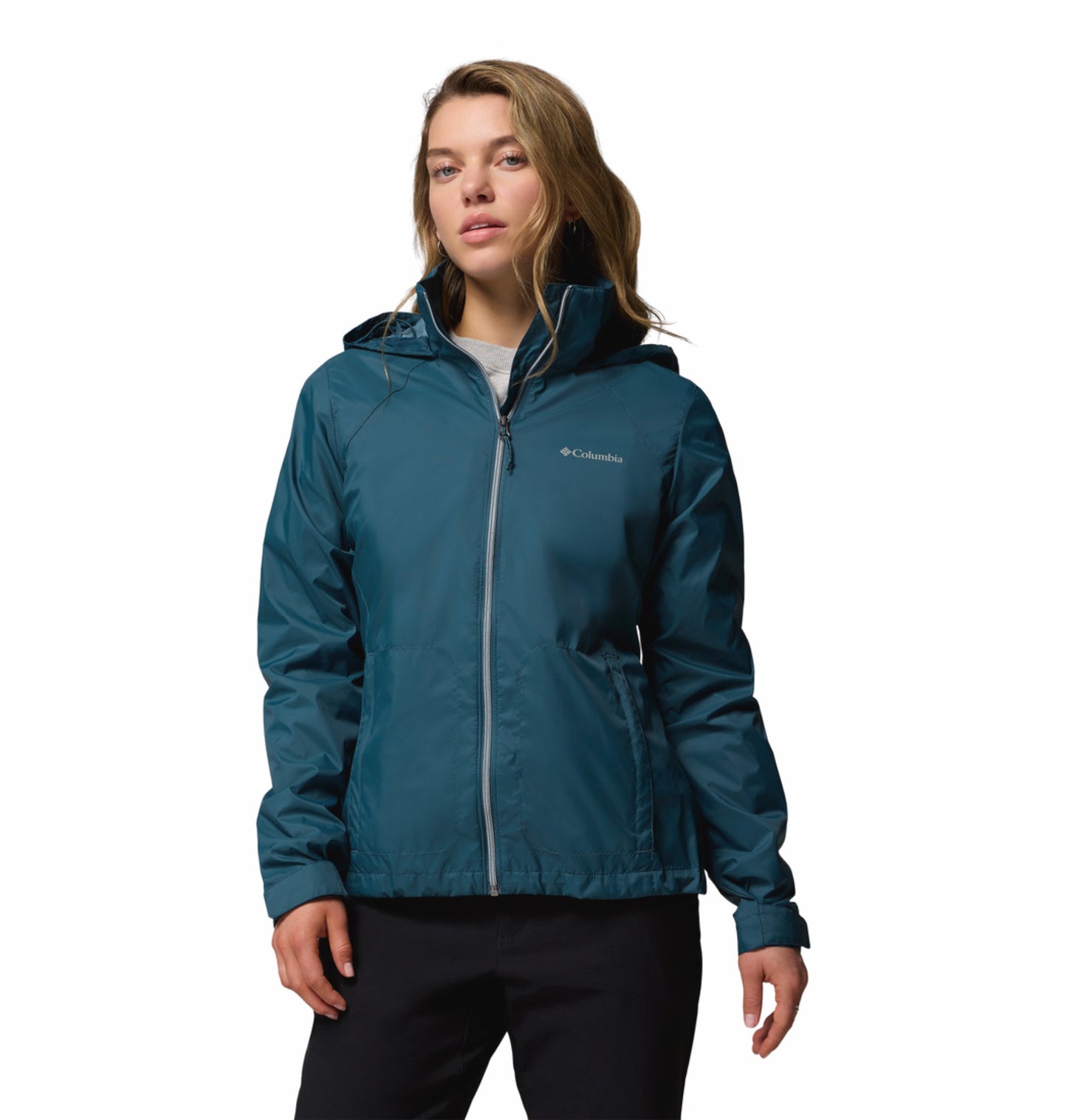 Columbia Women's Blue Omni-Shield Switchback IV Lightweight Waterproof Rain Jacket