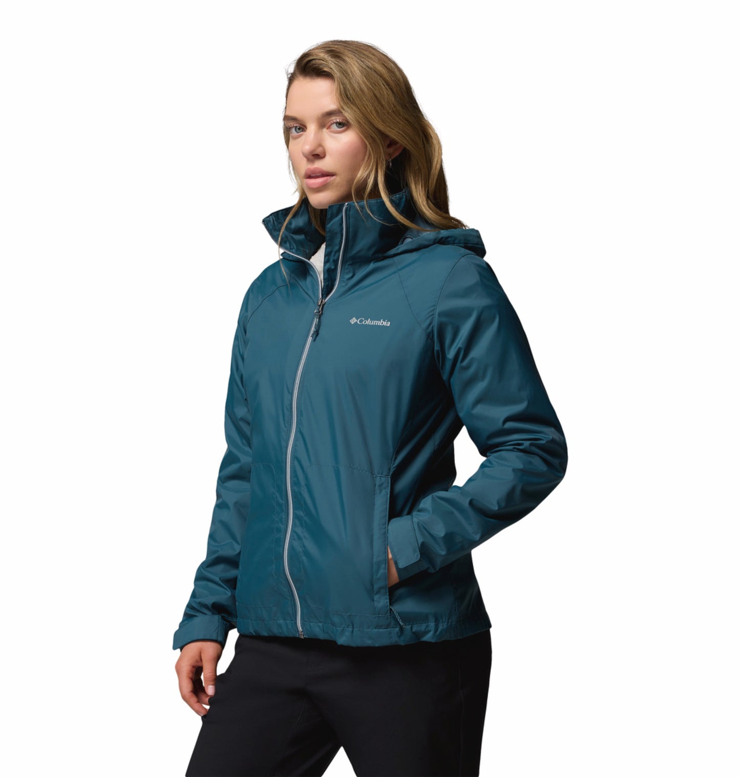 Columbia Women's Blue Omni-Shield Switchback IV Lightweight Waterproof Rain Jacket