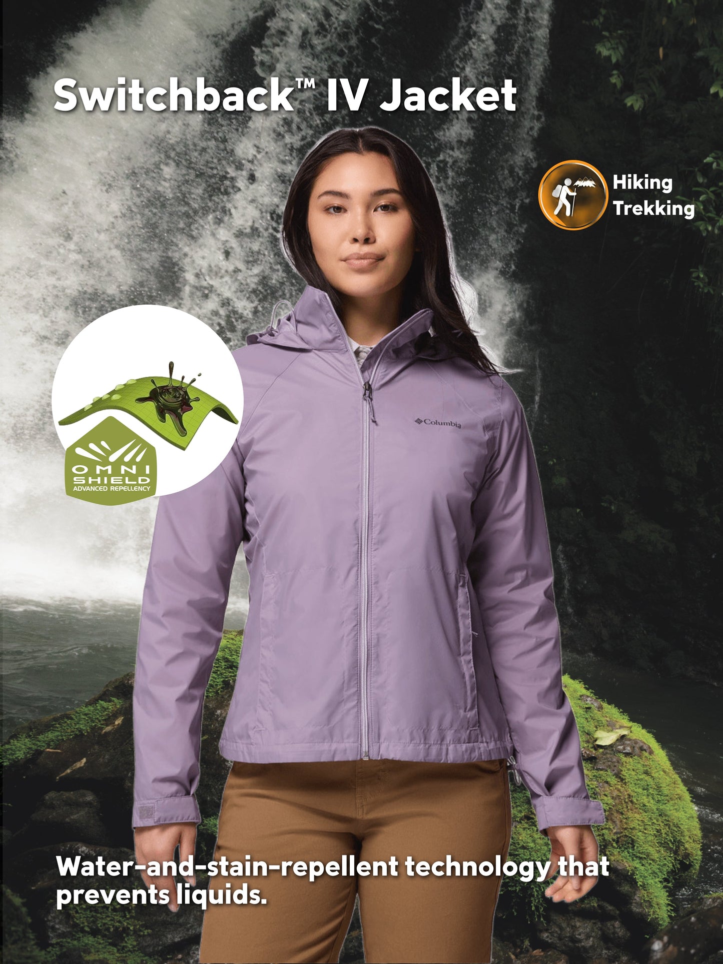Columbia Women's Purple Omni-Shield Switchback IV Waterproof Rain Jacket