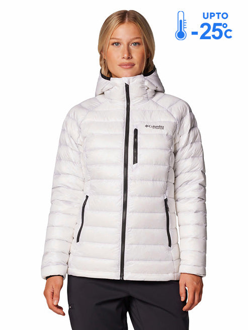 Columbia Women White Omni-Heat Arctic Arctic Crest Hooded Down Jacket