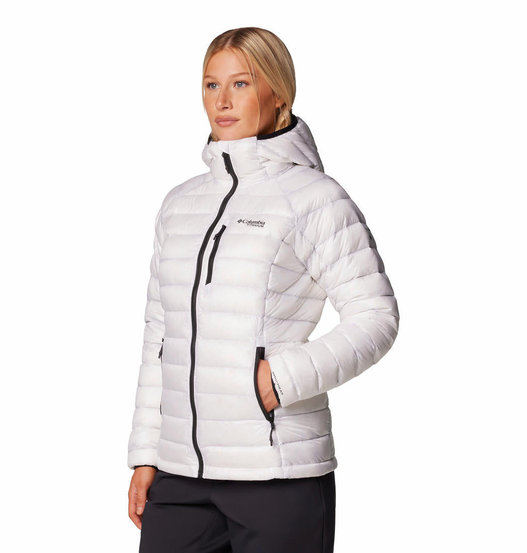 Columbia Womens White Arctic Crest Down Hooded Jacket