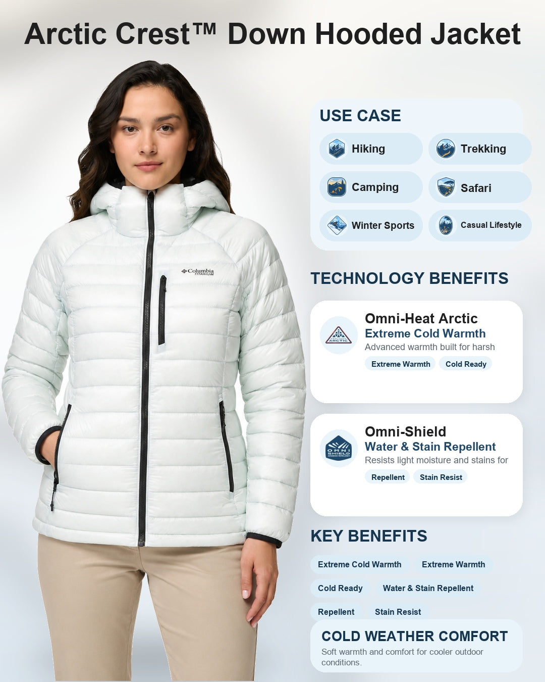 women green omni heat arctic arctic crest down jacket
