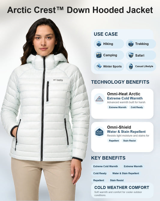 women green omni heat arctic arctic crest down jacket