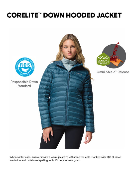 Columbia Women Blue Omni-Shield Corelite Hooded Down Jacket