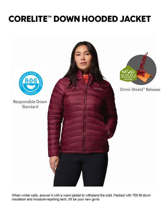 Columbia Women Red Omni-Shield Corelite Hooded Down Jacket