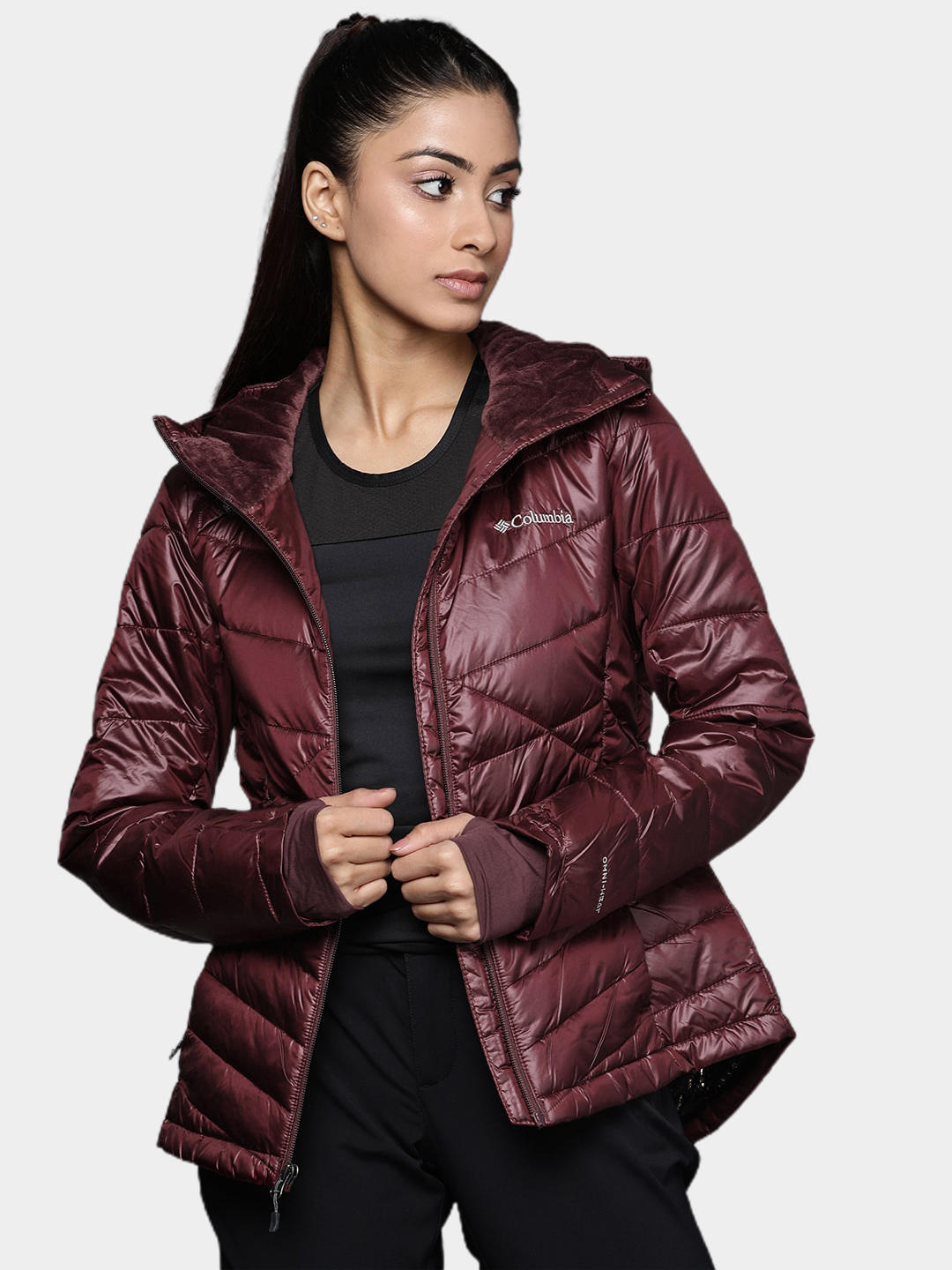 Columbia Women Maroon Joy Peak Hooded Jacket