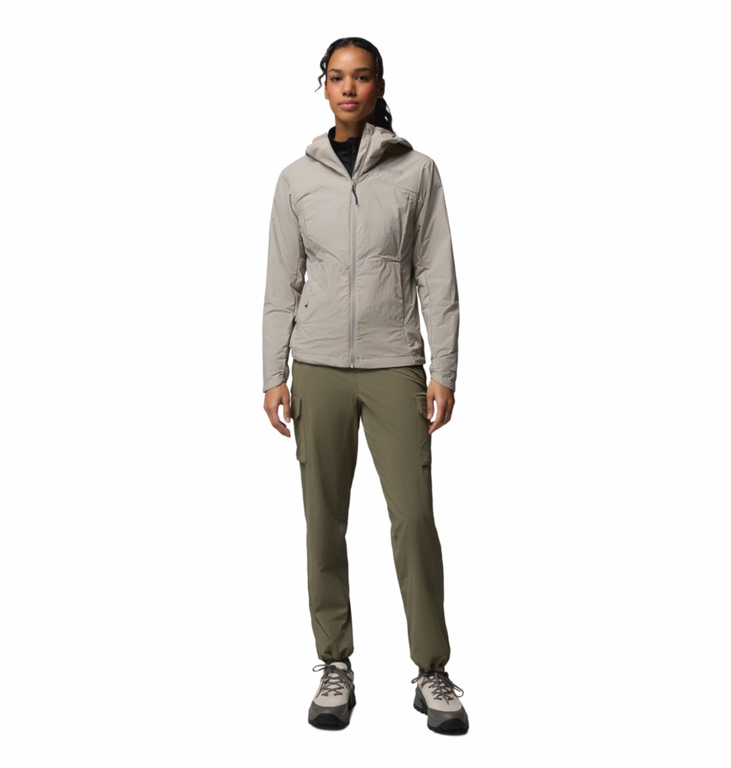 Columbia Women Light Grey Omni-Shade Loop Trail III Windbreaker
