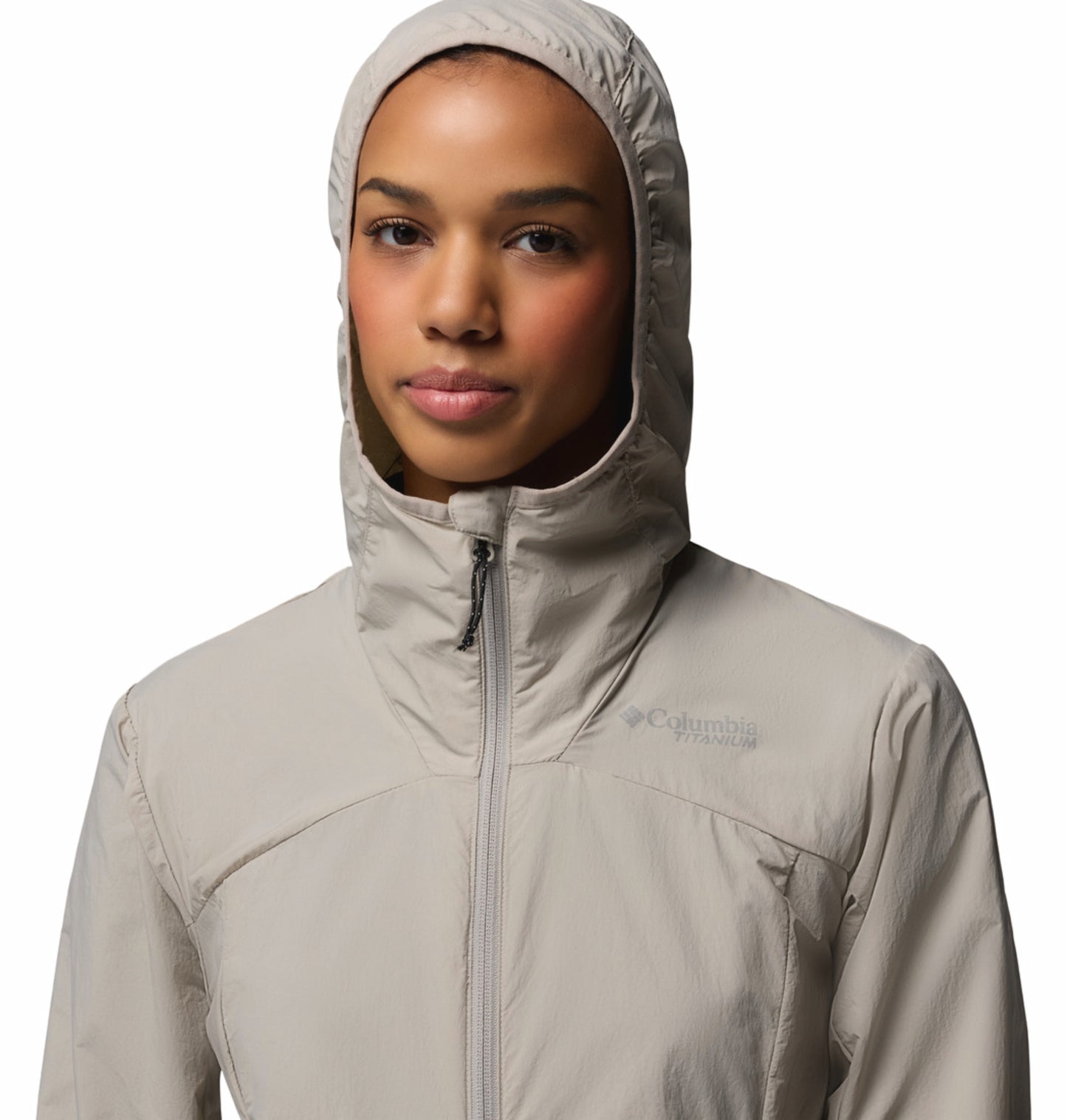 Columbia Women Light Grey Omni-Shade Loop Trail III Windbreaker