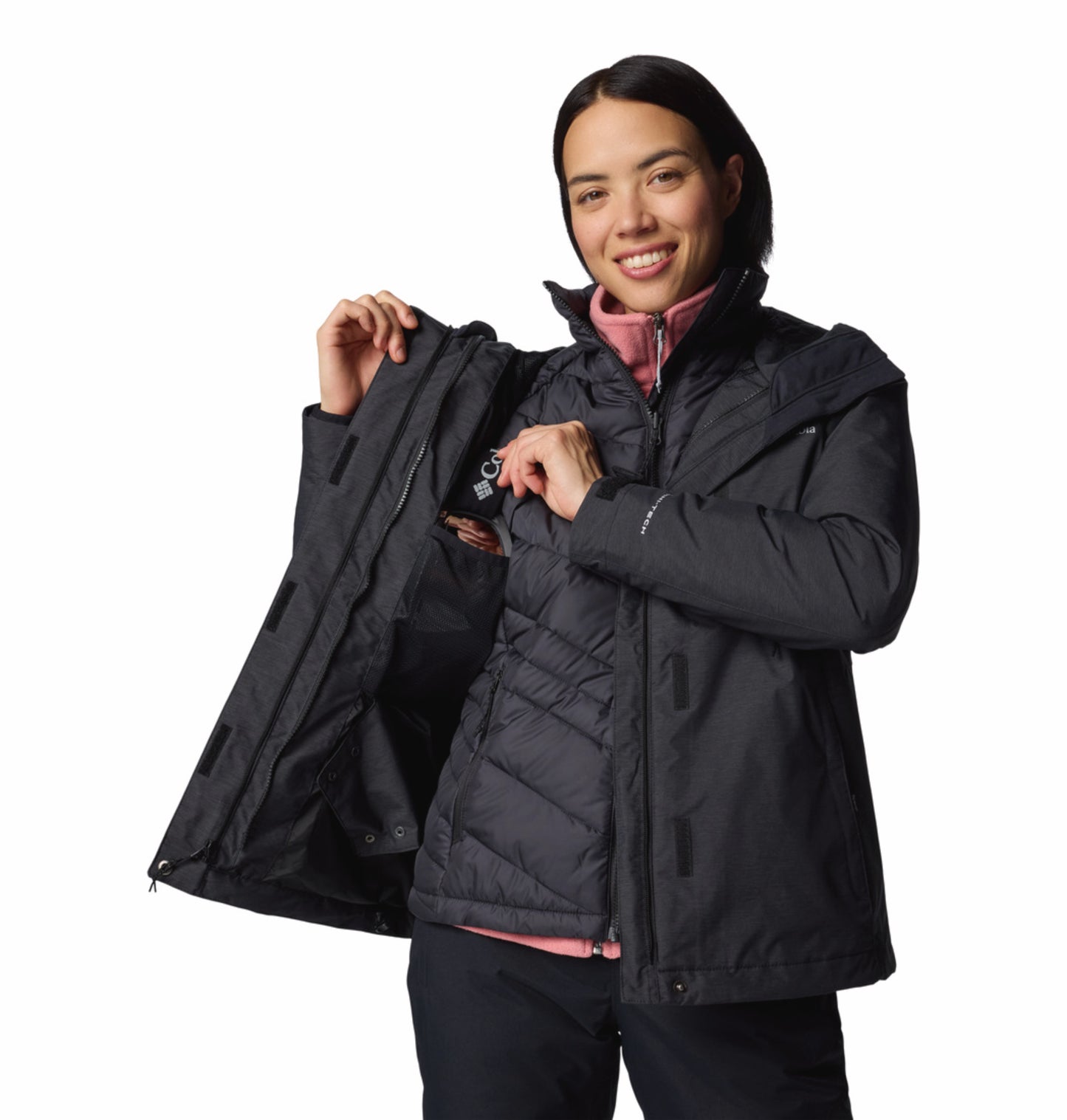 Columbia Women Black Omni-Heat Reflective Whirlibird V Hooded Interchange Jacket