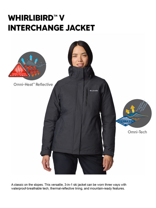 Columbia Women Black Omni-Heat Reflective Whirlibird V Hooded Interchange Jacket