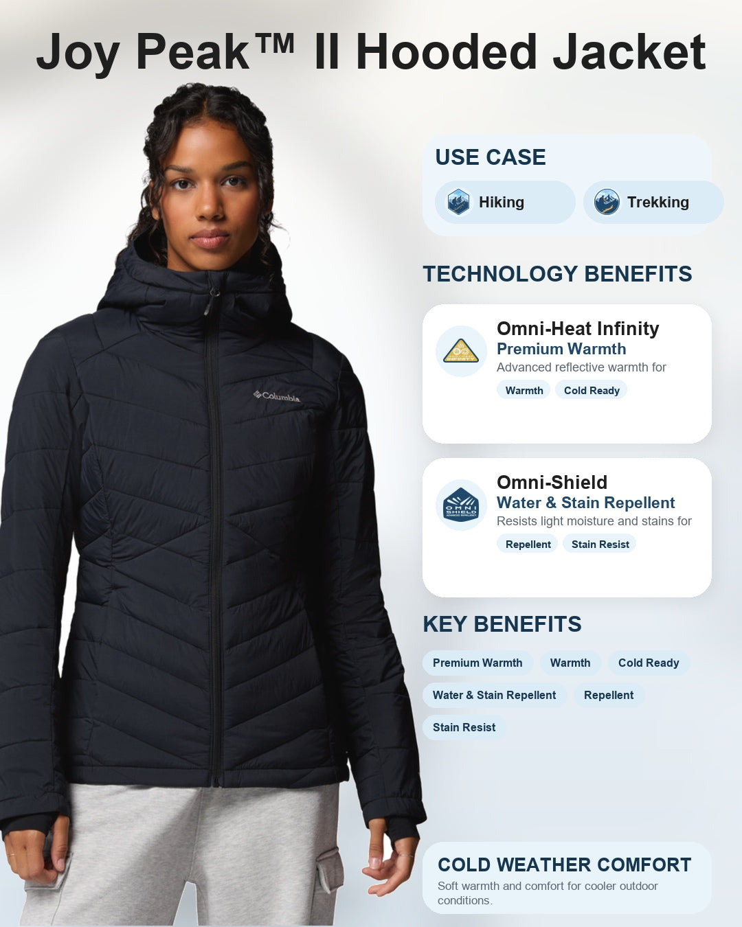 Columbia Women Black Omni-Heat Infinity Joy Peak II Down Jacket