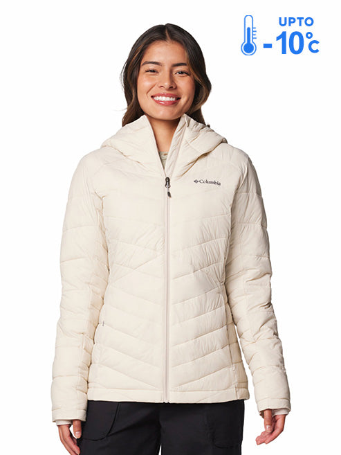 Columbia Women Beige Omni-Heat Inifnity Joy Peak II Hooded Down Jacket