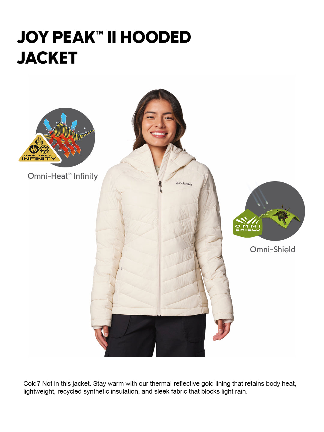 Columbia Women Beige OmniHeat Infinity Joy Peak II Down Jacket